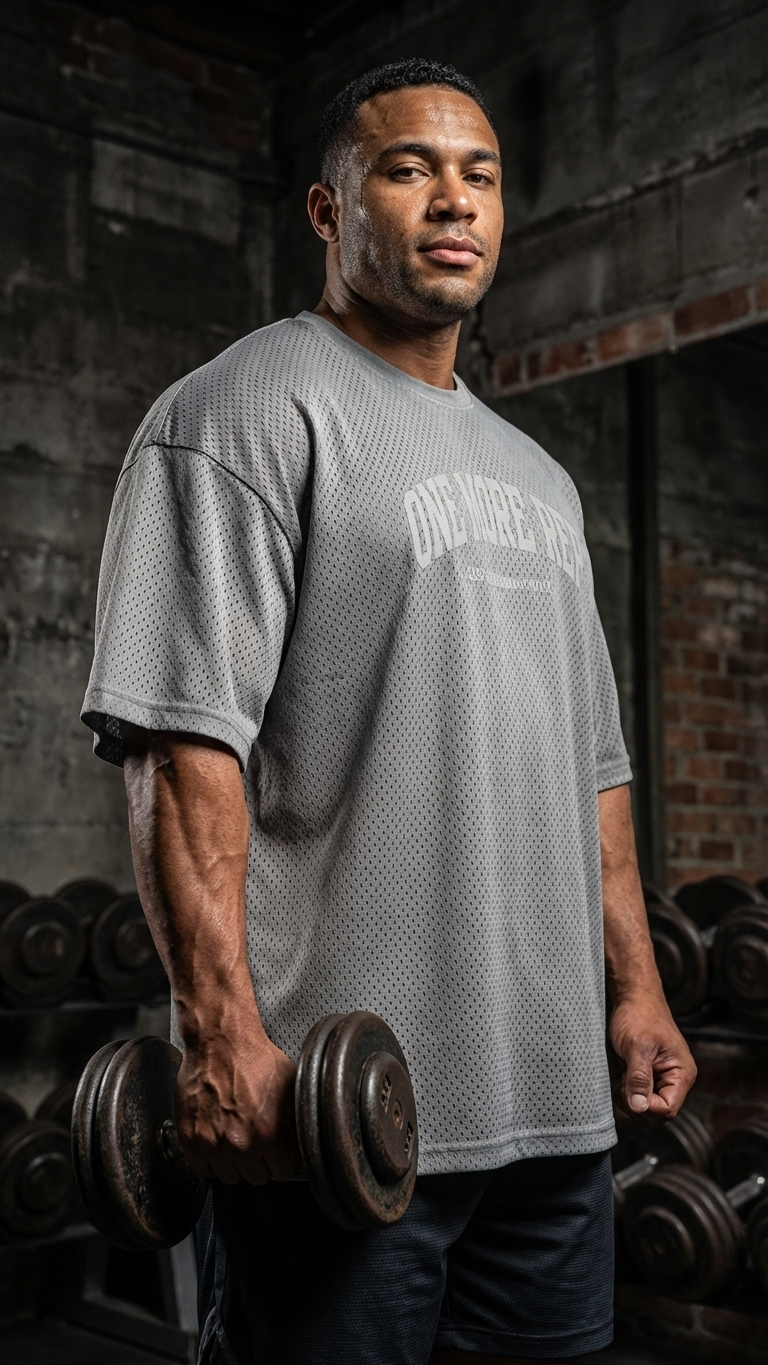 T-Shirt Oversized “One More Rep” — Roupa de Treino para Homem