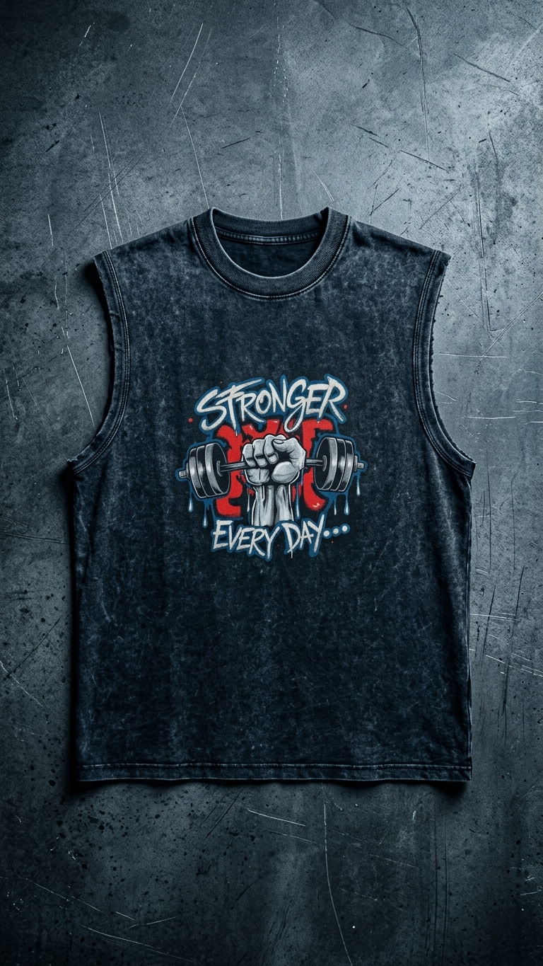 T-Shirt Sem Mangas Vintage Washed — Stronger Every Day