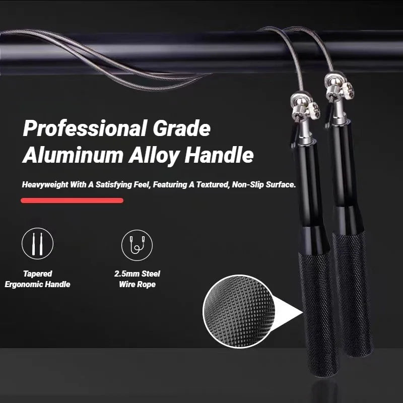 Corda de Saltar Profissional — Cabo de Aço com Punhos de Alumínio