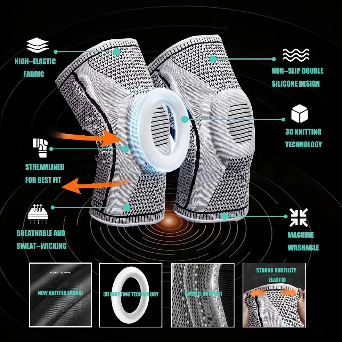 Joelheiras de Compressão Dupla — Suporte para Treino e Dor no Joelho