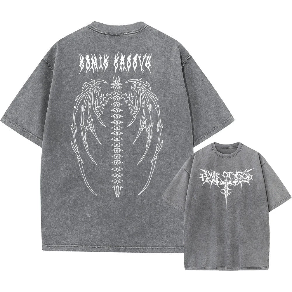 T-Shirt Oversized Vintage com Estampado — Heavyweight para Homem