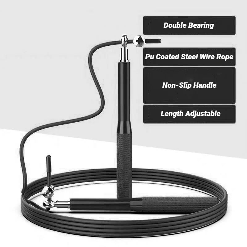 Corda de Saltar Profissional — Cabo de Aço com Punhos de Alumínio