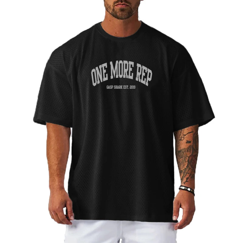 T-Shirt Oversized “One More Rep” — Roupa de Treino para Homem